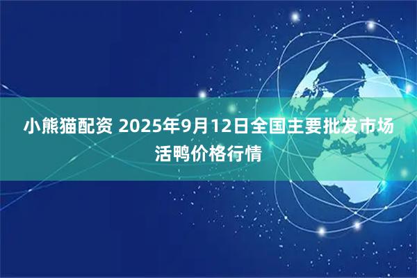 小熊猫配资 2025年9月12日全国主要批发市场活鸭价格行情